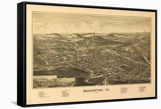 Bennington, Vermont - Panoramic Map-Lantern Press-Framed Stretched Canvas
