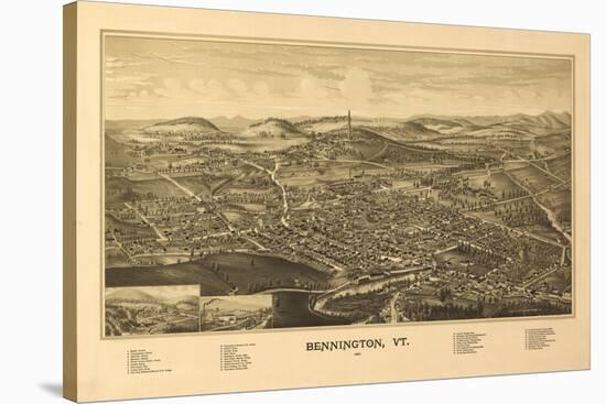 Bennington, Vermont - Panoramic Map-Lantern Press-Stretched Canvas