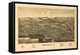 Bennington, Vermont - Panoramic Map-Lantern Press-Framed Stretched Canvas
