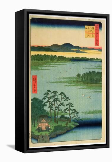 Benten Shrine, Inokashia Pond, from the Series 'One Hundred Famous Views of Edo', 1856-Ando Hiroshige-Framed Stretched Canvas