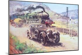 Bentley Vs Blue Train (Oil on Canvas)-Terence Cuneo-Mounted Giclee Print