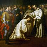 St Bernard of Clairvaux Covering a Man with Robes-Bento Coelho da Silveira-Stretched Canvas