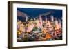 Beppu, Japan Cityscape with Hot Spring Bath Houses with Rising Steam-Sean Pavone-Framed Photographic Print