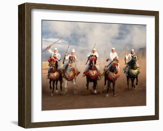 Berber Horseman Pulling Up after Firing Rifles During a Fantasia, Dades Valley, Morocco-null-Framed Photographic Print