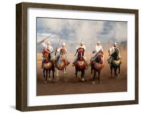 Berber Horseman Pulling Up after Firing Rifles During a Fantasia, Dades Valley, Morocco-null-Framed Photographic Print