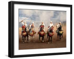 Berber Horseman Pulling Up after Firing Rifles During a Fantasia, Dades Valley, Morocco-null-Framed Photographic Print