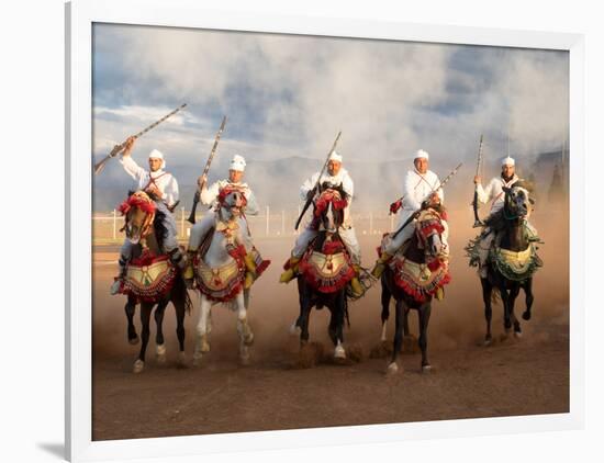 Berber Horseman Pulling Up after Firing Rifles During a Fantasia, Dades Valley, Morocco-null-Framed Photographic Print