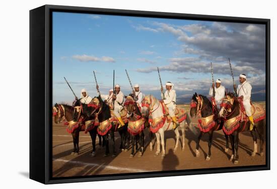 Berber Horsemen Lined Up for a Fantasia, Dades Valley, Morocco-null-Framed Stretched Canvas