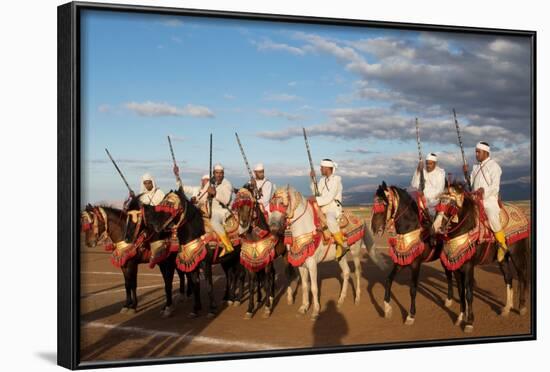 Berber Horsemen Lined Up for a Fantasia, Dades Valley, Morocco-null-Framed Photographic Print