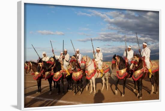 Berber Horsemen Lined Up for a Fantasia, Dades Valley, Morocco-null-Framed Photographic Print