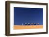 Berber Man Leading a Train of Camels over the Orange Sand Dunes of the Erg Chebbi Sand Sea-Lee Frost-Framed Photographic Print