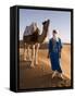 Berber Man Standing with His Camel, Erg Chebbi, Sahara Desert, Merzouga, Morocco, North Africa-Gavin Hellier-Framed Stretched Canvas