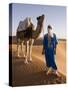 Berber Man Standing with His Camel, Erg Chebbi, Sahara Desert, Merzouga, Morocco, North Africa-Gavin Hellier-Stretched Canvas