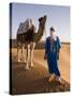 Berber Man Standing with His Camel, Erg Chebbi, Sahara Desert, Merzouga, Morocco, North Africa-Gavin Hellier-Stretched Canvas