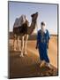 Berber Man Standing with His Camel, Erg Chebbi, Sahara Desert, Merzouga, Morocco, North Africa-Gavin Hellier-Mounted Photographic Print