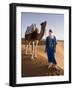Berber Man Standing with His Camel, Erg Chebbi, Sahara Desert, Merzouga, Morocco, North Africa-Gavin Hellier-Framed Photographic Print