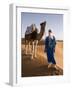 Berber Man Standing with His Camel, Erg Chebbi, Sahara Desert, Merzouga, Morocco, North Africa-Gavin Hellier-Framed Photographic Print