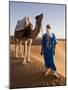 Berber Man Standing with His Camel, Erg Chebbi, Sahara Desert, Merzouga, Morocco, North Africa-Gavin Hellier-Mounted Photographic Print