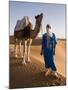 Berber Man Standing with His Camel, Erg Chebbi, Sahara Desert, Merzouga, Morocco, North Africa-Gavin Hellier-Mounted Photographic Print