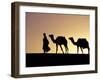Berber Tribesman Leads His Two Camels Along the Top of Sand Dune in the Erg Chegaga, in the Sahara -Mark Hannaford-Framed Photographic Print
