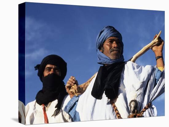 Berber Tribesmen in the Sand Dunes of the Erg Chegaga, in the Sahara Region of Morocco-Mark Hannaford-Stretched Canvas