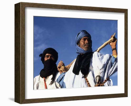 Berber Tribesmen in the Sand Dunes of the Erg Chegaga, in the Sahara Region of Morocco-Mark Hannaford-Framed Photographic Print