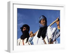 Berber Tribesmen in the Sand Dunes of the Erg Chegaga, in the Sahara Region of Morocco-Mark Hannaford-Framed Photographic Print