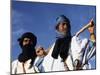 Berber Tribesmen in the Sand Dunes of the Erg Chegaga, in the Sahara Region of Morocco-Mark Hannaford-Mounted Photographic Print