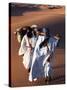 Berber Tribesmen Lead their Camels Through the Sand Dunes of the Erg Chegaga, in the Sahara Region -Mark Hannaford-Stretched Canvas