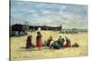 Berck, Fisherwomen on the Beach, 1876-Eugène Boudin-Stretched Canvas