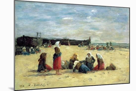 Berck, Fisherwomen on the Beach, 1876-Eugène Boudin-Mounted Giclee Print