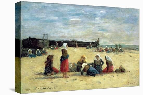 Berck, Fisherwomen on the Beach, 1876-Eugène Boudin-Stretched Canvas