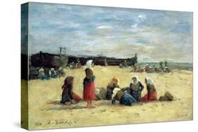 Berck, Fisherwomen on the Beach, 1876-Eugène Boudin-Stretched Canvas