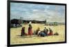 Berck, Fisherwomen on the Beach, 1876-Eugène Boudin-Framed Giclee Print