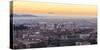 Bergamo, Lombardy, Italy. High angle view over Upper Town (Città Alta) at sunrise.-Marco Bottigelli-Stretched Canvas