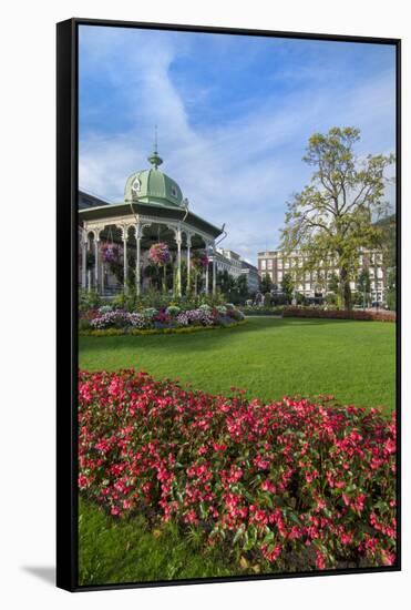 Bergen, Norway, Music Pavilion Colorful Gazebo with Flowers, Downtown-Bill Bachmann-Framed Stretched Canvas