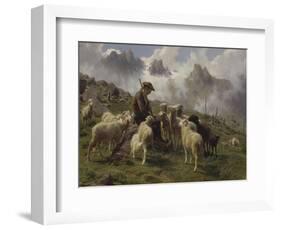 Berger des Pyrénées donnant du sel à ses moutons-Rosa Bonheur-Framed Giclee Print