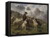 Berger des Pyrénées donnant du sel à ses moutons-Rosa Bonheur-Framed Stretched Canvas