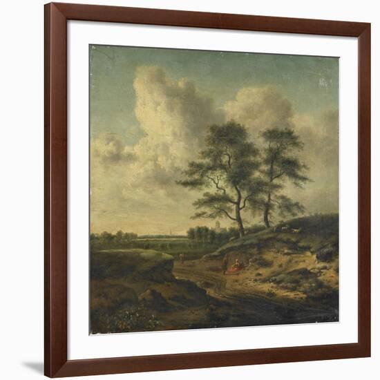 Bergers et moutons au bord du chemin-Jan Wijnants-Framed Giclee Print