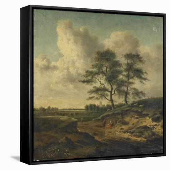 Bergers et moutons au bord du chemin-Jan Wijnants-Framed Stretched Canvas