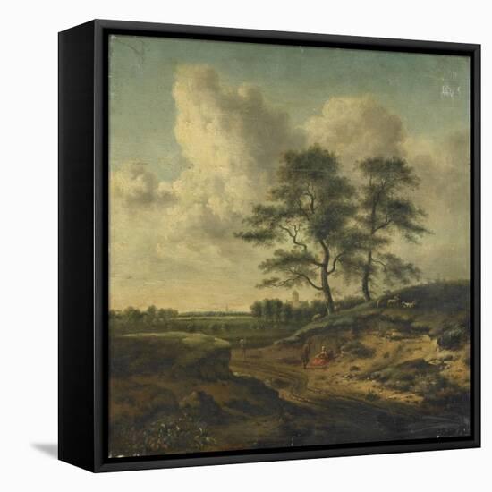 Bergers et moutons au bord du chemin-Jan Wijnants-Framed Stretched Canvas