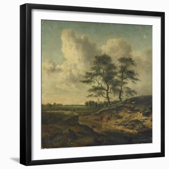 Bergers et moutons au bord du chemin-Jan Wijnants-Framed Giclee Print