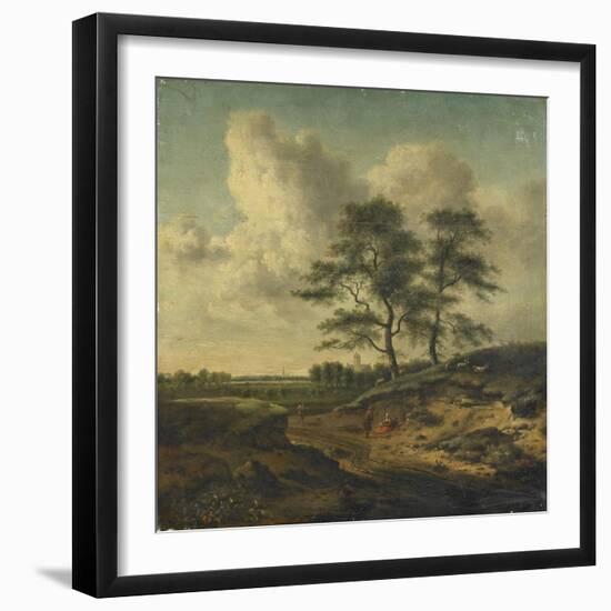 Bergers et moutons au bord du chemin-Jan Wijnants-Framed Premium Giclee Print