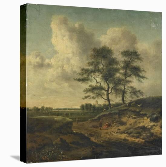 Bergers et moutons au bord du chemin-Jan Wijnants-Stretched Canvas