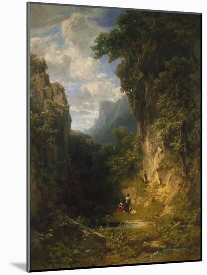 Bergschlucht Mit Badenden Frauen-Carl Spitzweg-Mounted Giclee Print