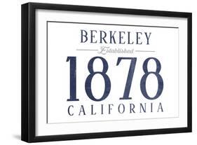 Berkeley, California - Established Date (Blue)-Lantern Press-Framed Art Print