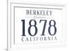 Berkeley, California - Established Date (Blue)-Lantern Press-Framed Premium Giclee Print