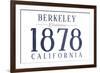 Berkeley, California - Established Date (Blue)-Lantern Press-Framed Premium Giclee Print