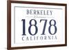 Berkeley, California - Established Date (Blue)-Lantern Press-Framed Premium Giclee Print