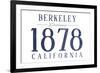 Berkeley, California - Established Date (Blue)-Lantern Press-Framed Premium Giclee Print